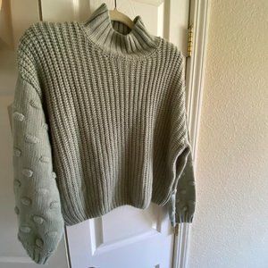 Sage Green Polka Dot Pullover Sweater